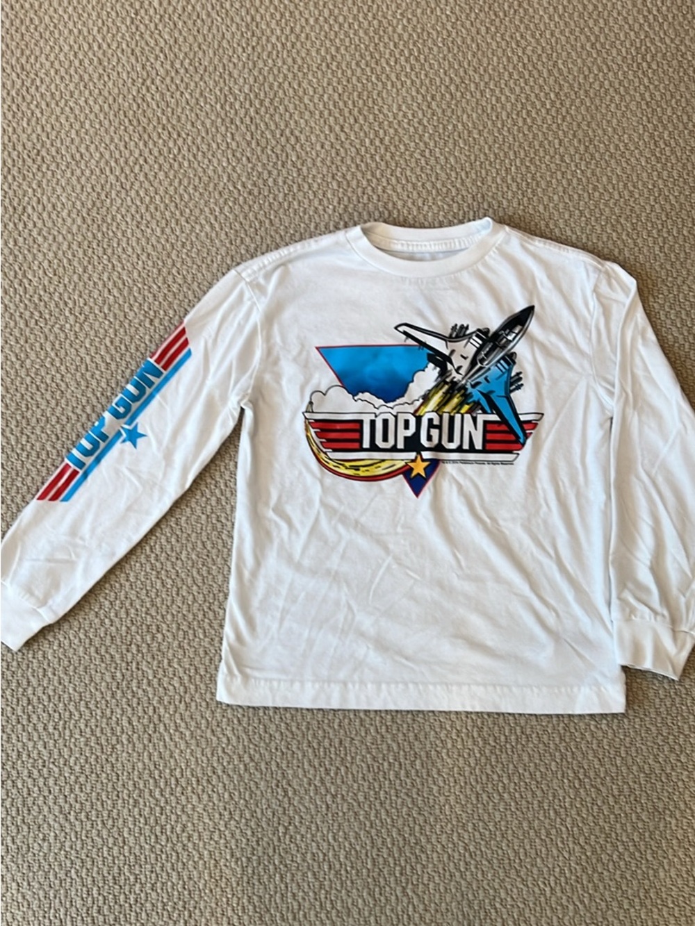 Top Gun Maverick Boys Size 6/7 White Long Sleeve Shirt NWOT
